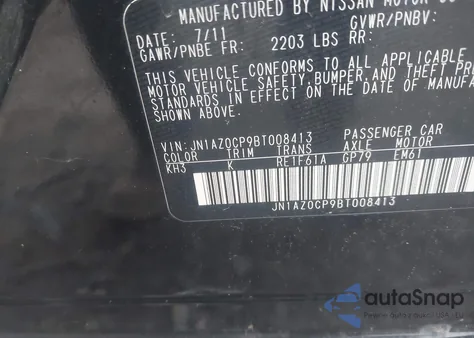 2011 Nissan Leaf Sl из США, поврежденный, VIN JN1AZ0CP9BT008413